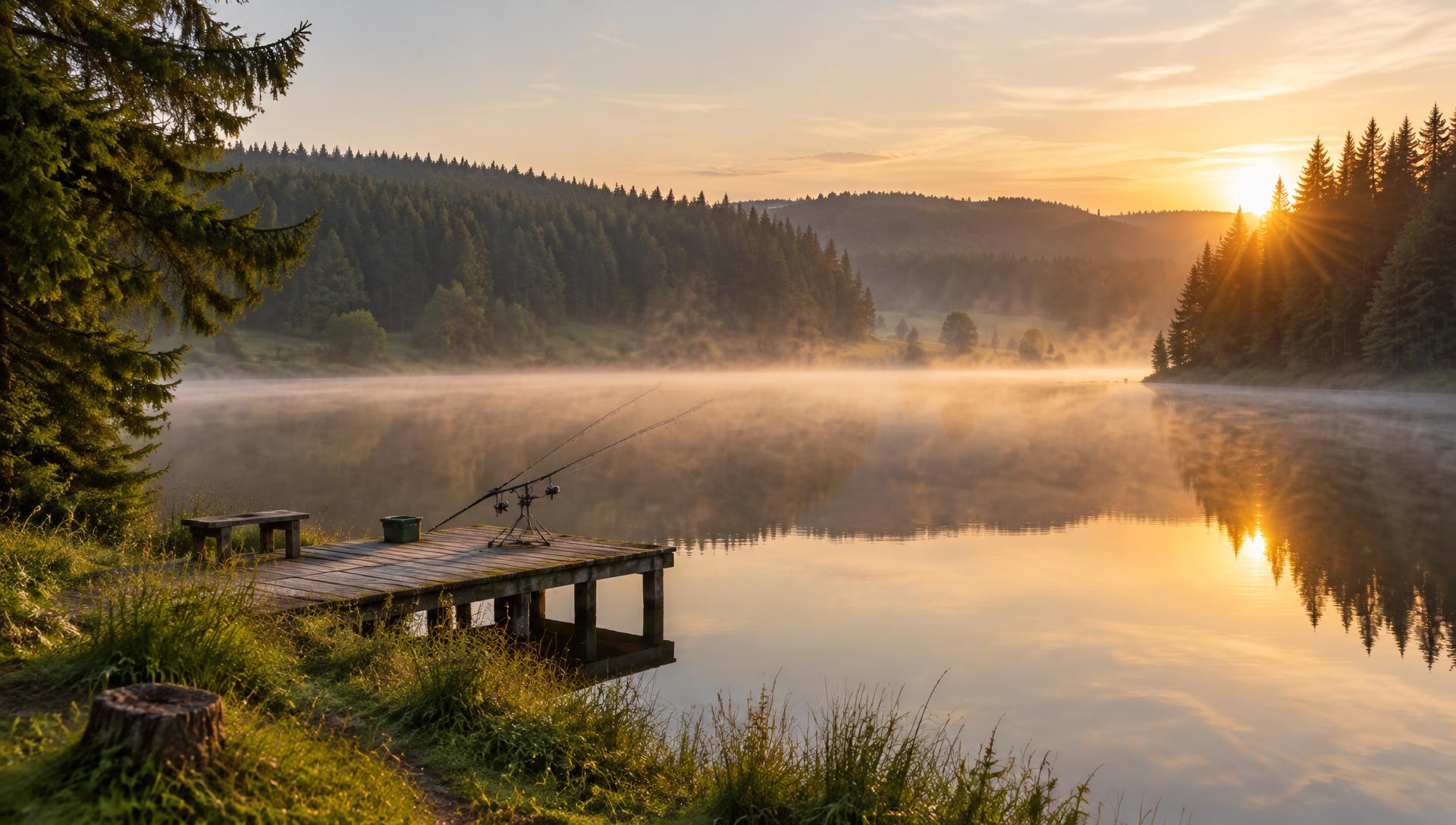 Waldsee im Morgennebel